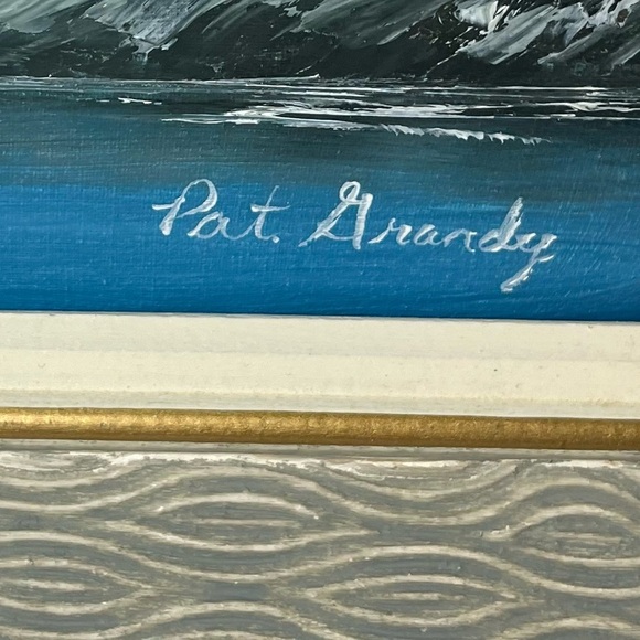 Vintage original oil painting. Mountains. Trees. Landscape. Pat Grandy - Picture 8 of 8